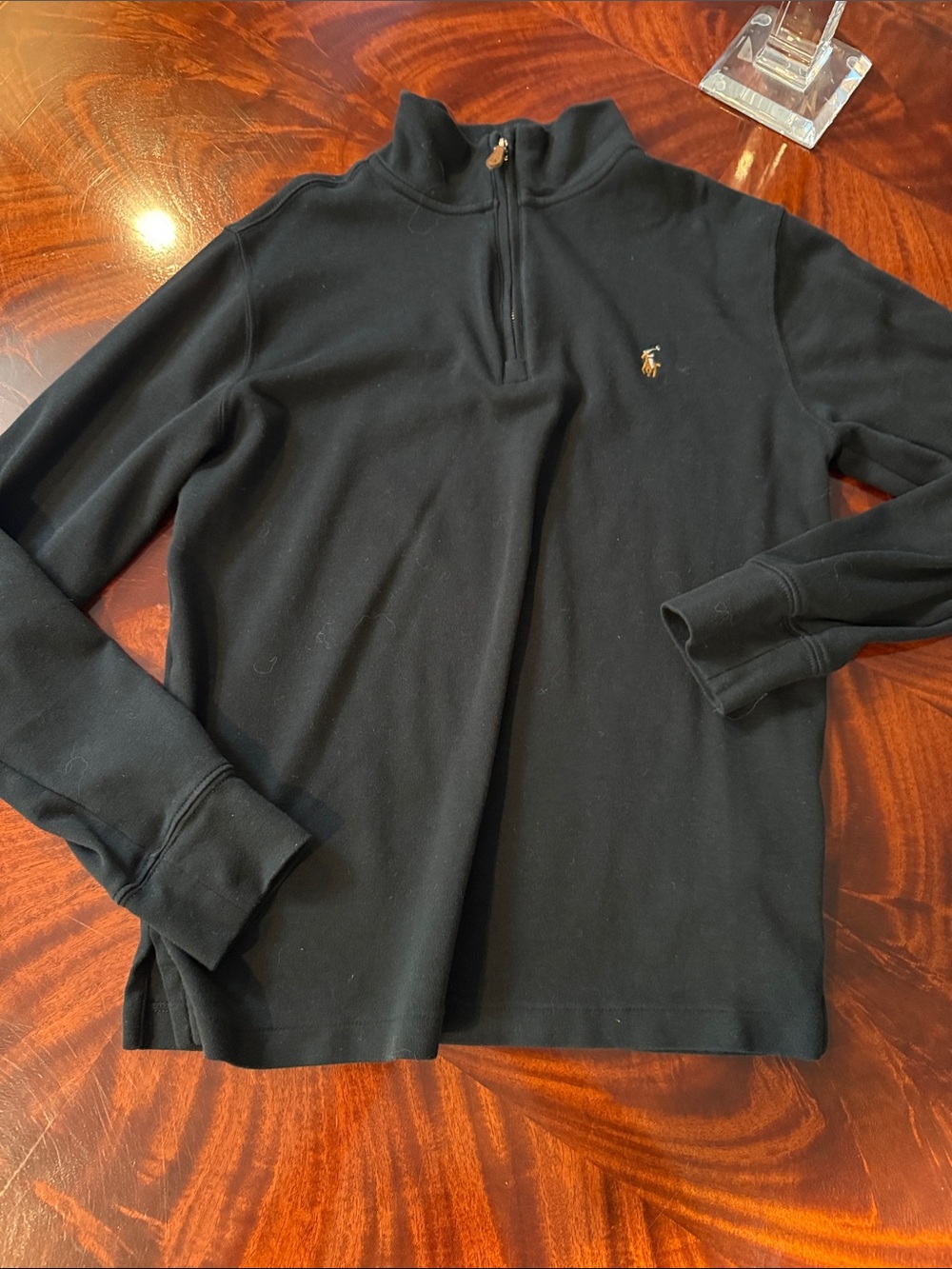 Ralph Lauren Men’s Black Half-Zip Sweatshirt with Gold Pony